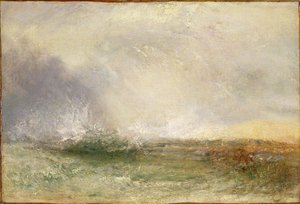 Stormigt hav som bryter mot en strand, 1840-5